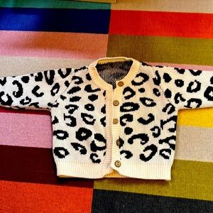12 month girls Stylefish leopard print sweater. Good quality, nice layer